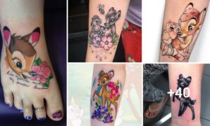 Tiernas ideas de tattoos de bambi para mujer