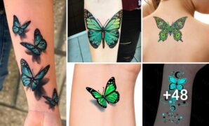 Ideas tatuajes de mariposas en tinta verde-min